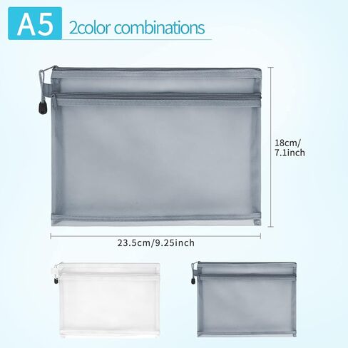 Mesh Zipper Pouch Zipper Bags (4 Pcs) A5 Document Bag File Bags Puzzle Bag for Organizing Storage, A5 Size Translucent Mesh Zipper Pouch for School/Office Supplies/Board Games in Saudi Arabia