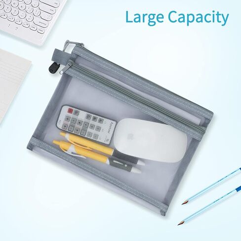 Mesh Zipper Pouch Zipper Bags (4 Pcs) A5 Document Bag File Bags Puzzle Bag for Organizing Storage, A5 Size Translucent Mesh Zipper Pouch for School/Office Supplies/Board Games in Saudi Arabia