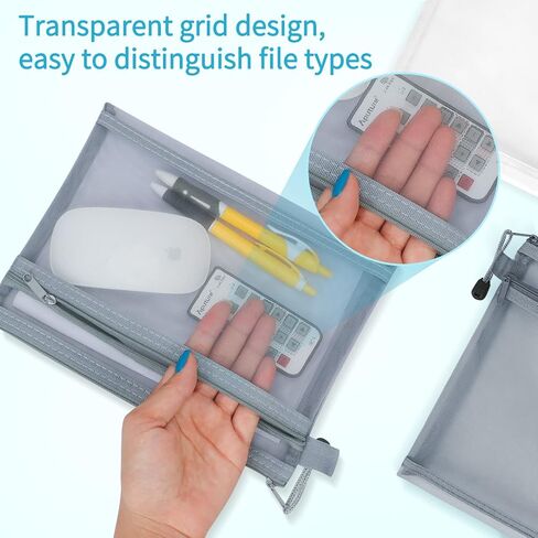 Mesh Zipper Pouch Zipper Bags (4 Pcs) A5 Document Bag File Bags Puzzle Bag for Organizing Storage, A5 Size Translucent Mesh Zipper Pouch for School/Office Supplies/Board Games in Saudi Arabia