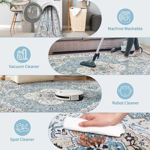 Ciicool Washable Vintage Area Rug, 2x3ft Small Boho Rug, Ultra Soft Rugs for Entryway, Non-Slip Entry Rugs Oriental Low-Pile Indoor Mat Floor Carpet for Entrance Bedroom Kitchen Bathroom Foyer Decor in Saudi Arabia