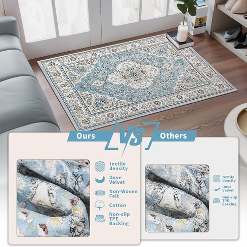 Ciicool Washable Vintage Area Rug, 2x3ft Small Boho Rug, Ultra Soft Rugs for Entryway, Non-Slip Entry Rugs Oriental Low-Pile Indoor Mat Floor Carpet for Entrance Bedroom Kitchen Bathroom Foyer Decor in Saudi Arabia
