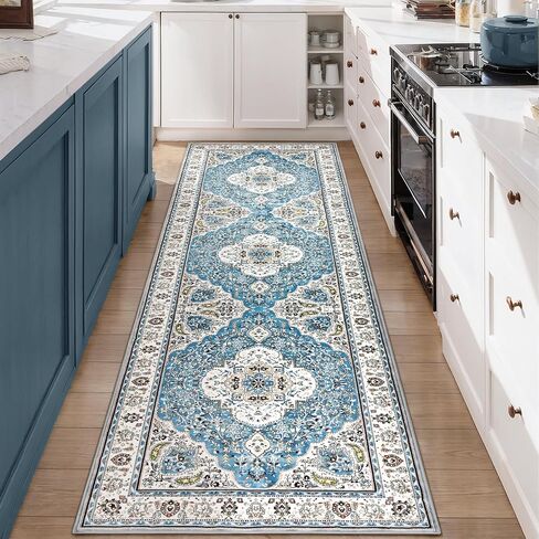 Ciicool Washable Vintage Area Rug, 2x3ft Small Boho Rug, Ultra Soft Rugs for Entryway, Non-Slip Entry Rugs Oriental Low-Pile Indoor Mat Floor Carpet for Entrance Bedroom Kitchen Bathroom Foyer Decor in Saudi Arabia