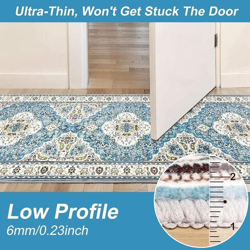 Ciicool Washable Vintage Area Rug, 2x3ft Small Boho Rug, Ultra Soft Rugs for Entryway, Non-Slip Entry Rugs Oriental Low-Pile Indoor Mat Floor Carpet for Entrance Bedroom Kitchen Bathroom Foyer Decor in Saudi Arabia