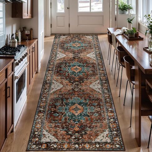 Ciicool Washable Vintage Area Rug, 2x3ft Small Boho Rug, Ultra Soft Rugs for Entryway, Non-Slip Entry Rugs Oriental Low-Pile Indoor Mat Floor Carpet for Entrance Bedroom Kitchen Bathroom Foyer Decor in Saudi Arabia
