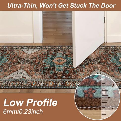 Ciicool Washable Vintage Area Rug, 2x3ft Small Boho Rug, Ultra Soft Rugs for Entryway, Non-Slip Entry Rugs Oriental Low-Pile Indoor Mat Floor Carpet for Entrance Bedroom Kitchen Bathroom Foyer Decor in Saudi Arabia