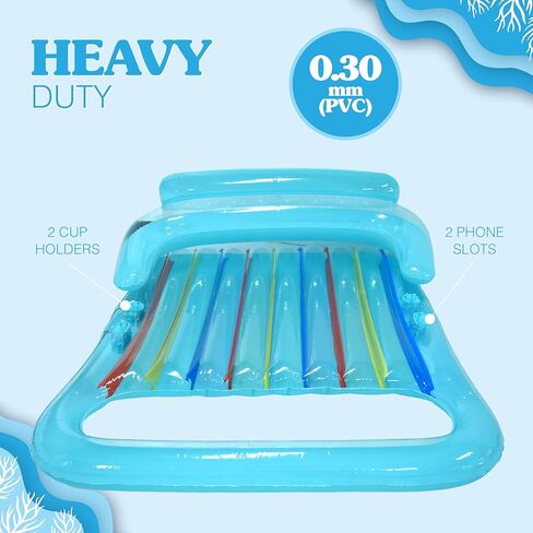 2 Person Inflatable Pool Lounger Float for Two Adults with Cup Holders - for Pool, Lake, Beach, Extra Large Heavy Duty XL Tanning Bed Lounger Floaty Raft for Adult by 4E's Novelty in Saudi Arabia