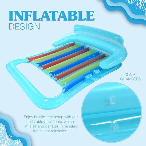2 Person Inflatable Pool Lounger Float for Two Adults with Cup Holders - for Pool, Lake, Beach, Extra Large Heavy Duty XL Tanning Bed Lounger Floaty Raft for Adult by 4E's Novelty in Saudi Arabia