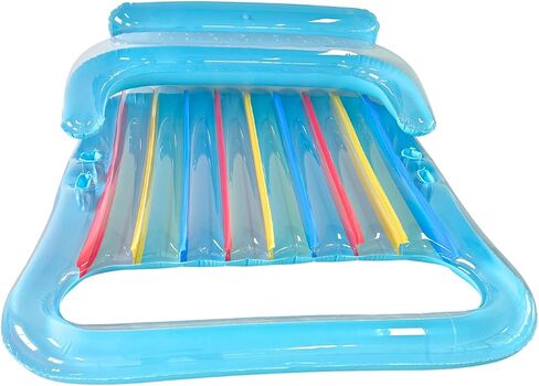 2 Person Inflatable Pool Lounger Float for Two Adults with Cup Holders - for Pool, Lake, Beach, Extra Large Heavy Duty XL Tanning Bed Lounger Floaty Raft for Adult by 4E's Novelty in Saudi Arabia