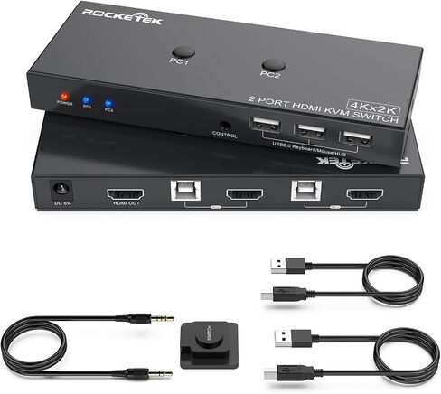 محول USB 2.0 HDMI KVM، شارك جهازي كمبيوتر إلى شاشة واحدة USB KVM محول محول 4Kx2K@60 هرتز عالي الدقة، 3 أجهزة USB تدعم لوحة المفاتيح اللاسلكية والماوس، قرص USB، الطابعة، كاميرا USB إلخ.ST-KVMQ150 in Kuwait