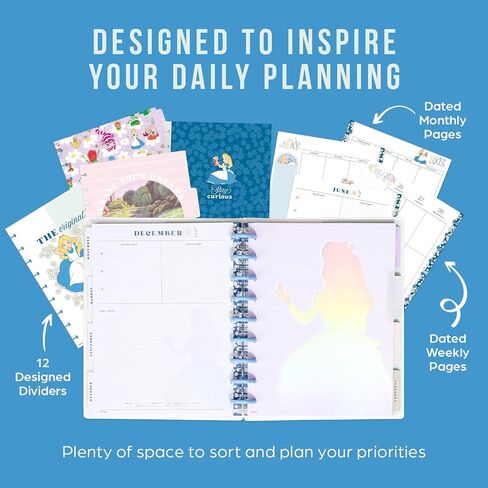 Happy Planner Disney Disc-Bound 12-Month Academic Planner, July 2024–June 2025 Daily, Weekly, and Monthly Planner Big Size, Vertical Layout, Curious Alice, 8.5" x 11" in Saudi Arabia