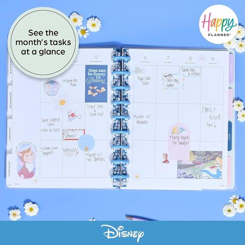 Happy Planner Disney Disc-Bound 12-Month Academic Planner, July 2024–June 2025 Daily, Weekly, and Monthly Planner Big Size, Vertical Layout, Curious Alice, 8.5" x 11" in Saudi Arabia