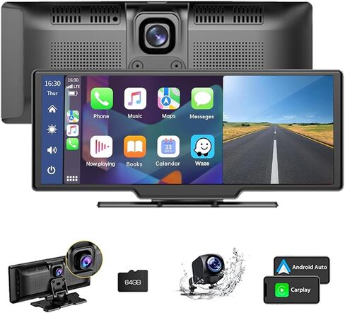 10.26" Wireless Carplay Touchscreen with 2K Dash Cam,1080P Backup Camera,Portable Apple Carplay & Android Auto Car Stereo,GPS Navigation,Bluetooth,AirPlay in Saudi Arabia