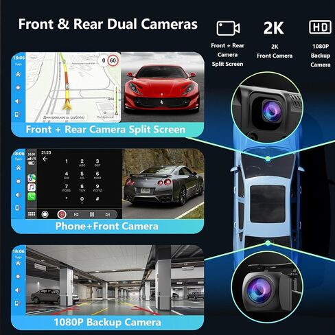 10.26" Wireless Carplay Touchscreen with 2K Dash Cam,1080P Backup Camera,Portable Apple Carplay & Android Auto Car Stereo,GPS Navigation,Bluetooth,AirPlay in Saudi Arabia