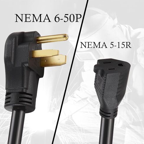 سلك محول قاطع البلازما، قابس NEMA 6-50P إلى وعاء 5-15R للحام - 250 فولت 10 AWG UL مدرج (LWH-6-50P/5-15R) in Saudi Arabia