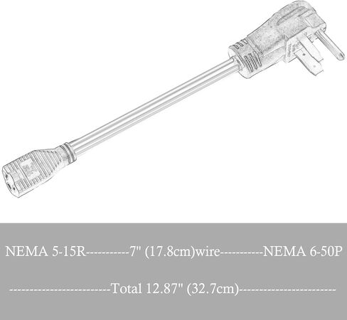 سلك محول قاطع البلازما، قابس NEMA 6-50P إلى وعاء 5-15R للحام - 250 فولت 10 AWG UL مدرج (LWH-6-50P/5-15R) in Saudi Arabia