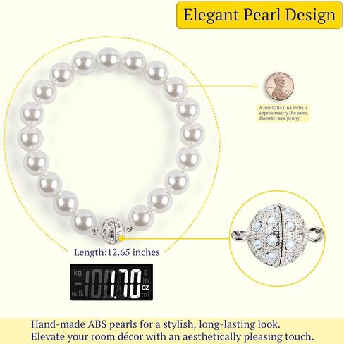 Magnetic Curtain Tiebacks - Elegant Pearl Design, Versatile Curtains Tie Backs for Stylish Room Décor, Nickel-Plated Grip, Tool-Free & Drill-Free, 2 Pack holders, Gold in Saudi Arabia