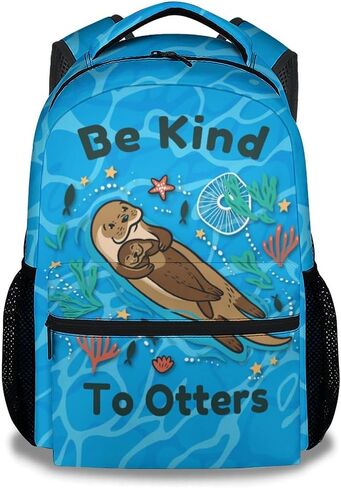 Otter Backpack for Girls & Boys, 16 Inch Beige Backpacks for School, Cute Lightweight Bookbag for Kids in Saudi Arabia