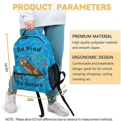 Otter Backpack for Girls & Boys, 16 Inch Beige Backpacks for School, Cute Lightweight Bookbag for Kids in Saudi Arabia