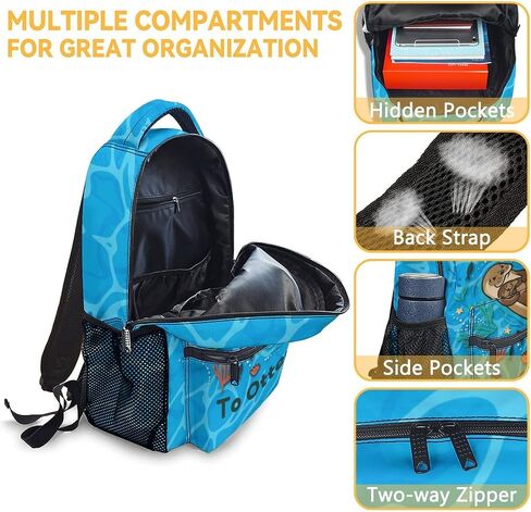 Otter Backpack for Girls & Boys, 16 Inch Beige Backpacks for School, Cute Lightweight Bookbag for Kids in Saudi Arabia