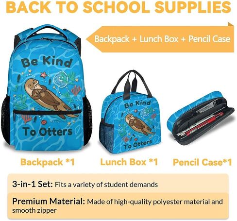Otter Backpack for Girls & Boys, 16 Inch Beige Backpacks for School, Cute Lightweight Bookbag for Kids in Saudi Arabia