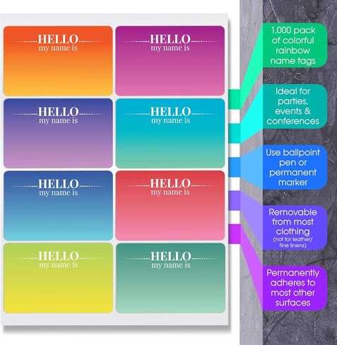 Hello Name Tags, Modern Style Labels, 3.5" x 2.25", Hello Stickers for Conferences, Parties, Removable from Clothing, Permanent Adhesion to Other Surfaces, by Better Office Products (504 Pack) in Saudi Arabia