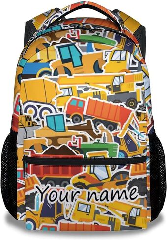 School Backpack for Boys - 17 Inch Large Capacity Aesthetic Construction Kid Backpack - Yellow Durable Truck Bookbag for School, Travel and Camp in Saudi Arabia