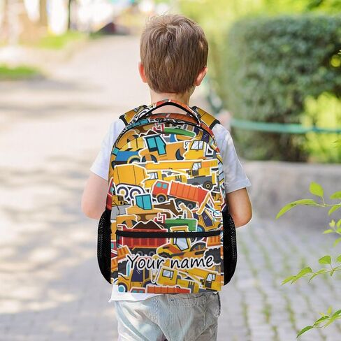 School Backpack for Boys - 17 Inch Large Capacity Aesthetic Construction Kid Backpack - Yellow Durable Truck Bookbag for School, Travel and Camp in Saudi Arabia