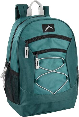 حقيبة ظهر متعددة الألوان مقاس 18 بوصة مع حبل بنجي أمامي للأطفال للمدرسة والنوادي والتخييم والسفر (وردي فاتح) in Kuwait