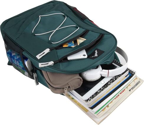 حقيبة ظهر متعددة الألوان مقاس 18 بوصة مع حبل بنجي أمامي للأطفال للمدرسة والنوادي والتخييم والسفر (وردي فاتح) in Kuwait