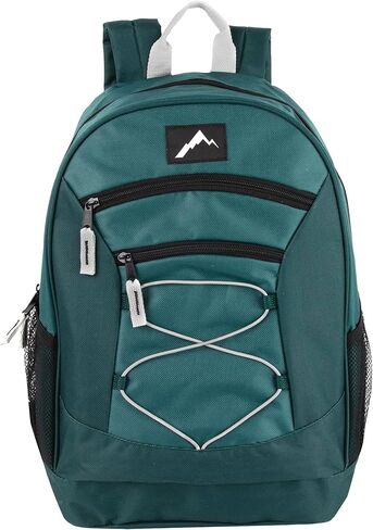 حقيبة ظهر متعددة الألوان مقاس 18 بوصة مع حبل بنجي أمامي للأطفال للمدرسة والنوادي والتخييم والسفر (وردي فاتح) in Kuwait