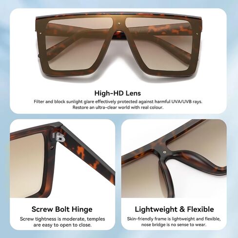 Dollger Square Oversized Sunglasses for Women Men Flat Top Big Frame Fashion Glasses UV Protection in Saudi Arabia