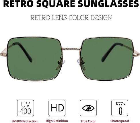 Retro Square Sunglasses for Women Men Vintage Polarized Metal Frame Sun Glasses Trendy Shades in Saudi Arabia