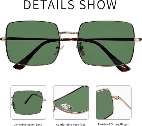 Retro Square Sunglasses for Women Men Vintage Polarized Metal Frame Sun Glasses Trendy Shades in Saudi Arabia