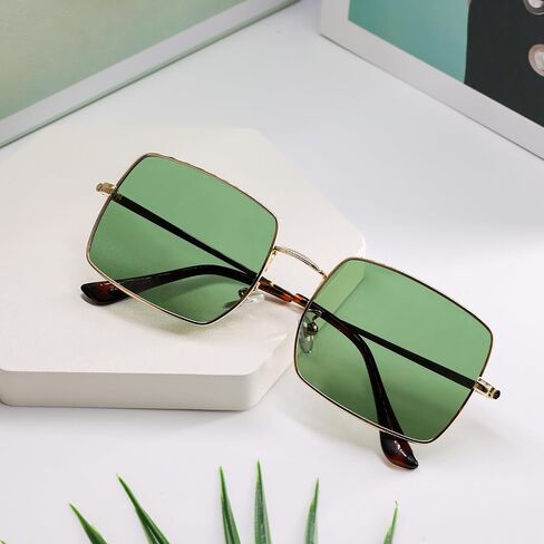 Retro Square Sunglasses for Women Men Vintage Polarized Metal Frame Sun Glasses Trendy Shades in Saudi Arabia