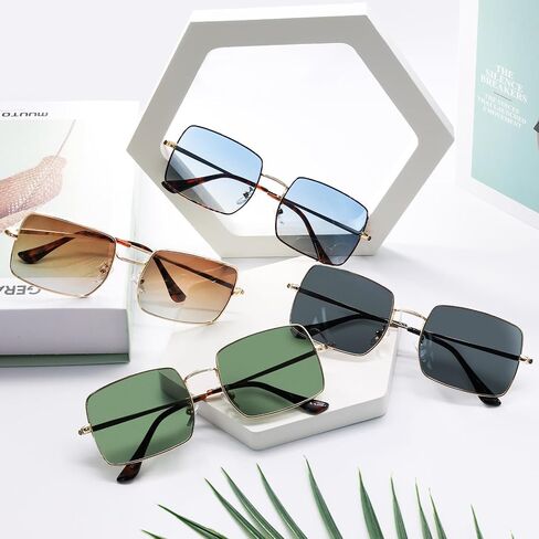 Retro Square Sunglasses for Women Men Vintage Polarized Metal Frame Sun Glasses Trendy Shades in Saudi Arabia