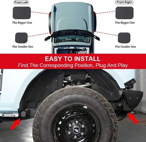 ZONFANT 4 قطع من أغطية نهاية شريط التصادم، حماية غطاء مطاطي للمحور الأمامي متوافقة مع سيارة فورد 2021 2022 برونكو، أغطية غبار مقاومة للطين، قابس ممتص الصدمات الأمامي، حماية غطاء سدادة مطاطية سوداء in Kuwait