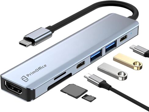 USB C Hub Multiport Adapter 7 in 1 with HDMI Adapter 4K, 100W PD Charging, Two USB 3.0 5Gbps Ports, SD-TF Ports, USB-C Adapter. Docking Station Compatible with MacBook, HP, Lenovo. USB Extender. in Kuwait