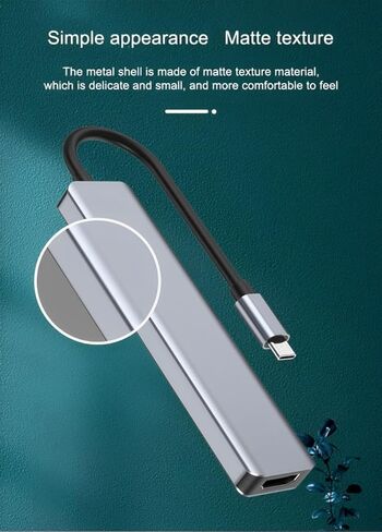 USB C Hub Multiport Adapter 7 in 1 with HDMI Adapter 4K, 100W PD Charging, Two USB 3.0 5Gbps Ports, SD-TF Ports, USB-C Adapter. Docking Station Compatible with MacBook, HP, Lenovo. USB Extender. in Kuwait