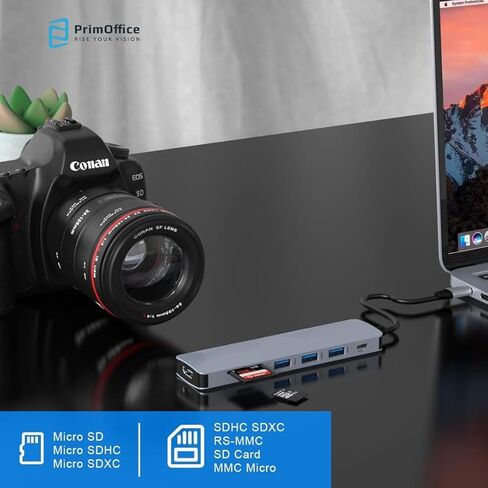 USB C Hub Multiport Adapter 7 in 1 with HDMI Adapter 4K, 100W PD Charging, Two USB 3.0 5Gbps Ports, SD-TF Ports, USB-C Adapter. Docking Station Compatible with MacBook, HP, Lenovo. USB Extender. in Kuwait