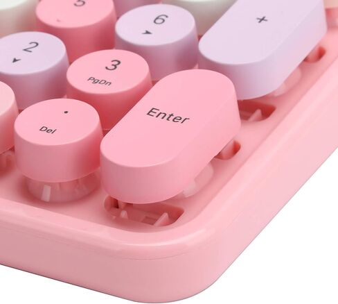 مجموعة لوحة المفاتيح والماوس، لوحة مفاتيح USB مريحة 2.4 جيجا هرتز، لوحة مفاتيح آلة كاتبة دائرية لطيفة، للكمبيوتر المحمول والكمبيوتر المكتبي (وردي ملون) in Kuwait
