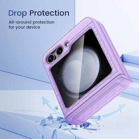 Ruky for Samsung Galaxy Z Flip 5 Case with Kickstand, with Built-in Back Screen Protector and Hinge Protection, [3D Ergonomic Design] Case for Samsung Galaxy Z Flip 5, Black in Saudi Arabia