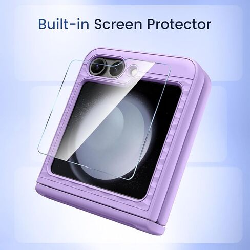 Ruky for Samsung Galaxy Z Flip 5 Case with Kickstand, with Built-in Back Screen Protector and Hinge Protection, [3D Ergonomic Design] Case for Samsung Galaxy Z Flip 5, Black in Saudi Arabia