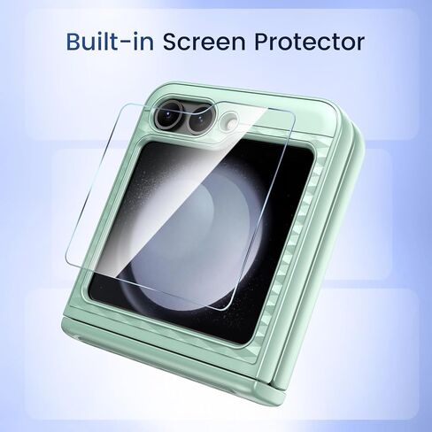 Ruky for Samsung Galaxy Z Flip 5 Case with Kickstand, with Built-in Back Screen Protector and Hinge Protection, [3D Ergonomic Design] Case for Samsung Galaxy Z Flip 5, Black in Saudi Arabia