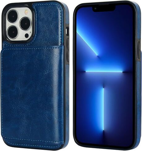 KIHUWEY متوافق مع حافظة محفظة iPhone 13 Pro Max وحامل بطاقات الائتمان، غطاء واقٍ متين مقاوم للصدمات لهاتف iPhone 13 Pro Max 6.7 بوصة (بني) in Kuwait