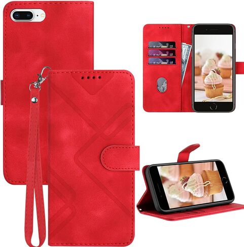 for iPhone 8 Plus Case Wallet,for iPhone 7 Plus Phone Case,6/6S Plus Case,Card Holder Leather Stand Flip Cases,Wrist Strap,Magnetic Closure,Shockproof Protective Cover (Black) in Saudi Arabia