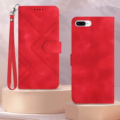 for iPhone 8 Plus Case Wallet,for iPhone 7 Plus Phone Case,6/6S Plus Case,Card Holder Leather Stand Flip Cases,Wrist Strap,Magnetic Closure,Shockproof Protective Cover (Black) in Saudi Arabia