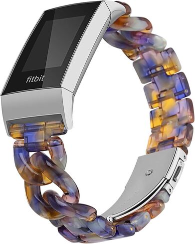 Resin Band Compatible with Fitbit Charge 4,Charge 3/3 SE,Women Men Resin Accessory Rose Gold Buckle Band Wristband Strap Blacelet in Saudi Arabia