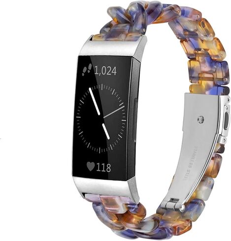 Resin Band Compatible with Fitbit Charge 4,Charge 3/3 SE,Women Men Resin Accessory Rose Gold Buckle Band Wristband Strap Blacelet in Saudi Arabia