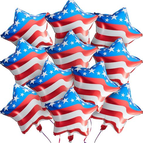 20 Pcs 4th of July Balloons 18 Inch Blue Red White Foil Balloons Patriotic American Flag Star Balloons Independence Day Party Balloons USA Balloons for Party Decorations in Saudi Arabia