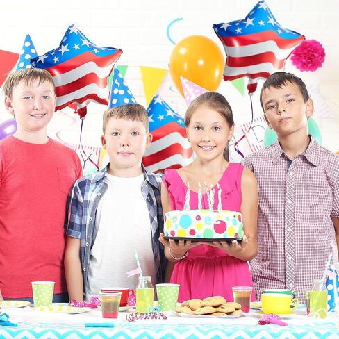 20 Pcs 4th of July Balloons 18 Inch Blue Red White Foil Balloons Patriotic American Flag Star Balloons Independence Day Party Balloons USA Balloons for Party Decorations in Saudi Arabia